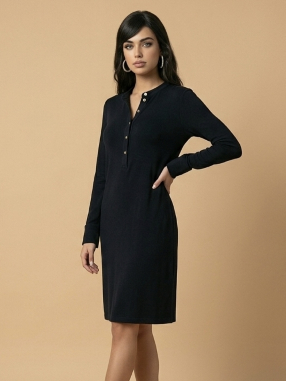 Calvin Klein Navy Blue Shirt Dress Size 8 | Classic Minimalist Chic Knee Length